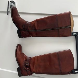 Frye boots brown leather full zip with iron hardware